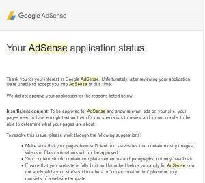 Google AdSense -insufficient content