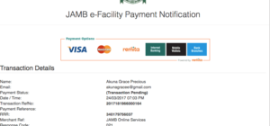 payment for jamb admission letter