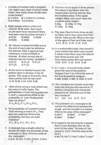 2018 Cowbell Mathematics Competition Past Questions For ...