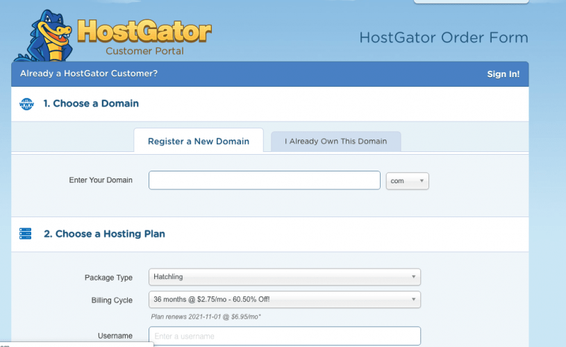 Register Domain with hostgator-min