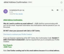 Jamb profile confirmation Email