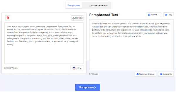 paraphrasing tool 500 words