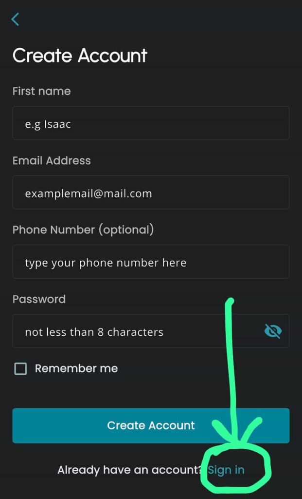 IoT products Sign in screen